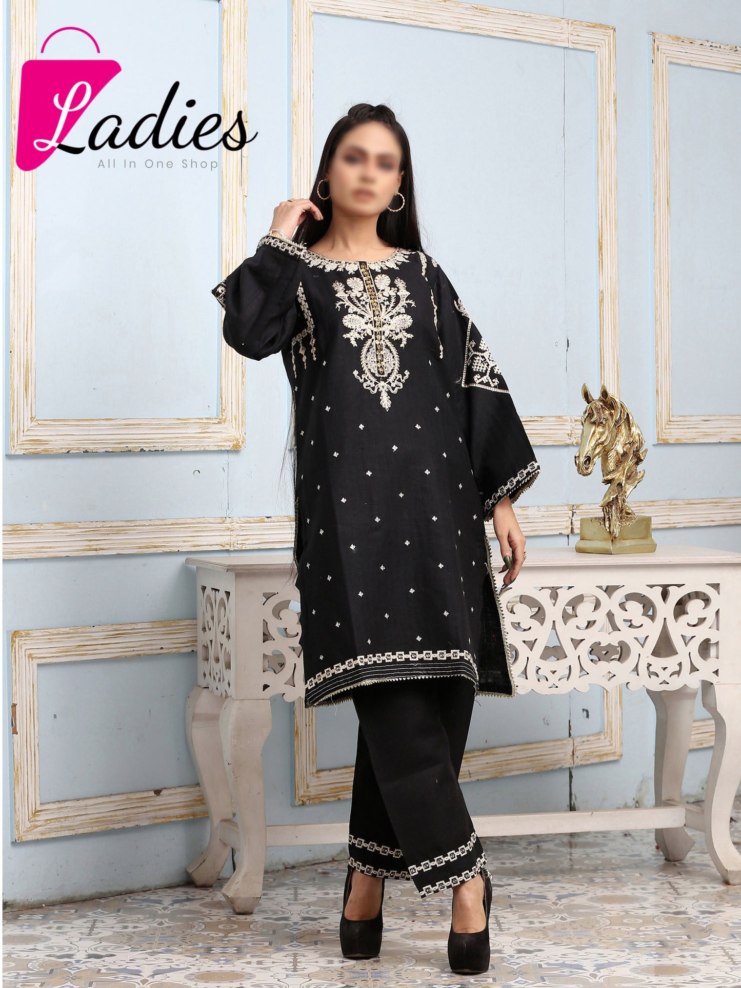 2P Embroidered Suit Lawn Pret ( Shirt / Trouser )  DF-18