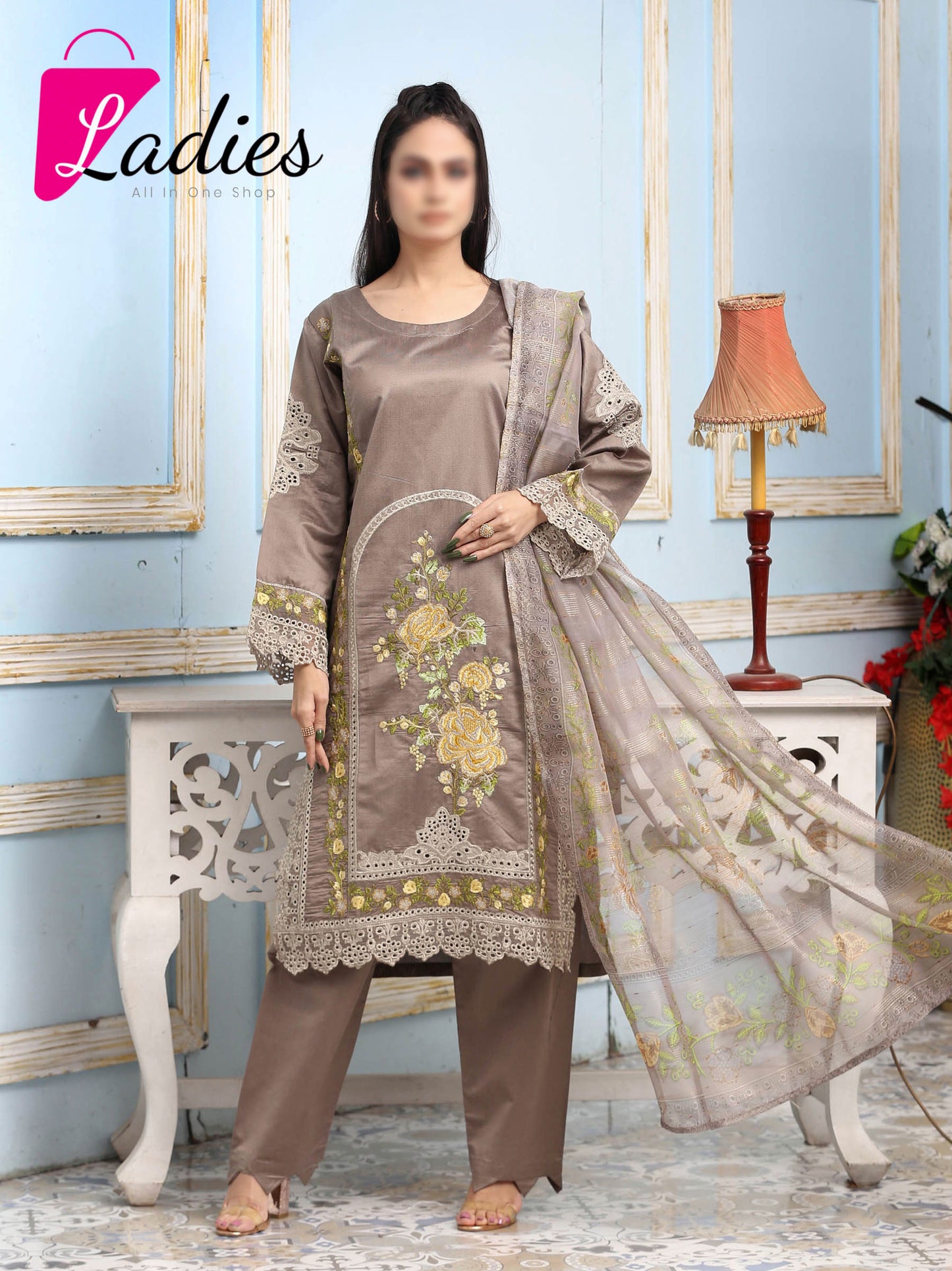 Embroidered Lawn Suits stitched  3 Piece  - SM-110