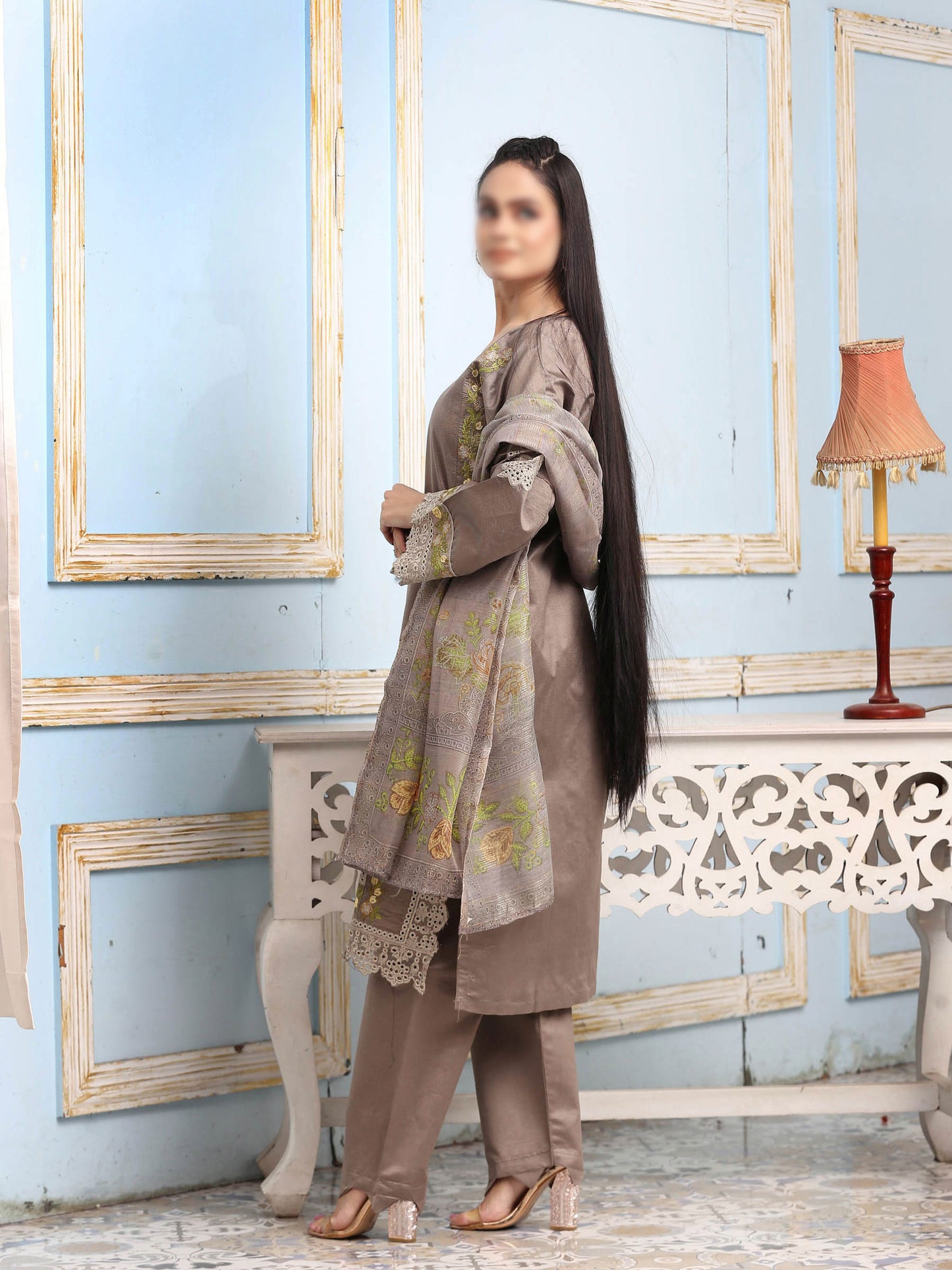 Embroidered Lawn Suits stitched  3 Piece  - SM-110