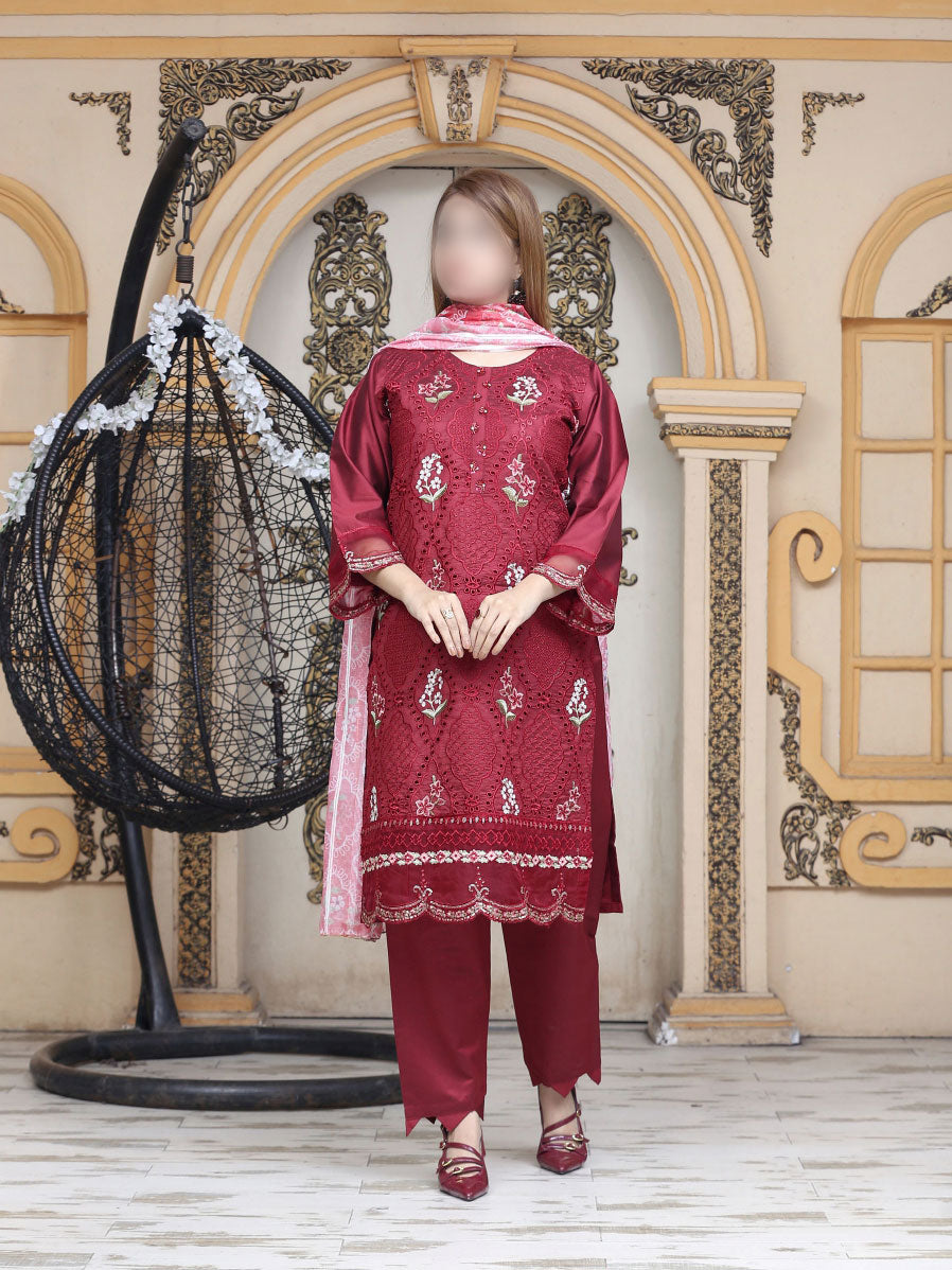 3 Piece stitched  Signature Minakari Lawn Suit - SM-108