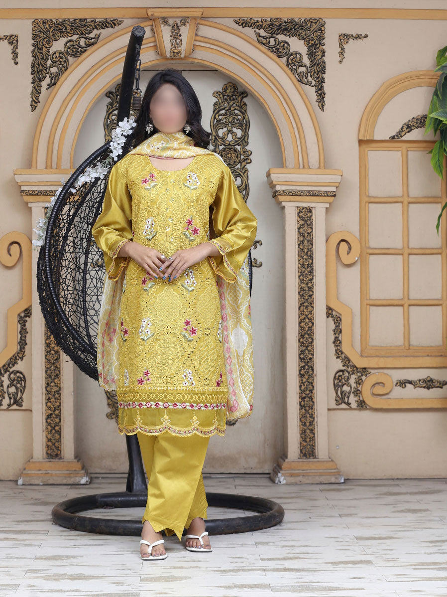 3 Piece stitched  Signature Minakari Lawn Suit - SM-108