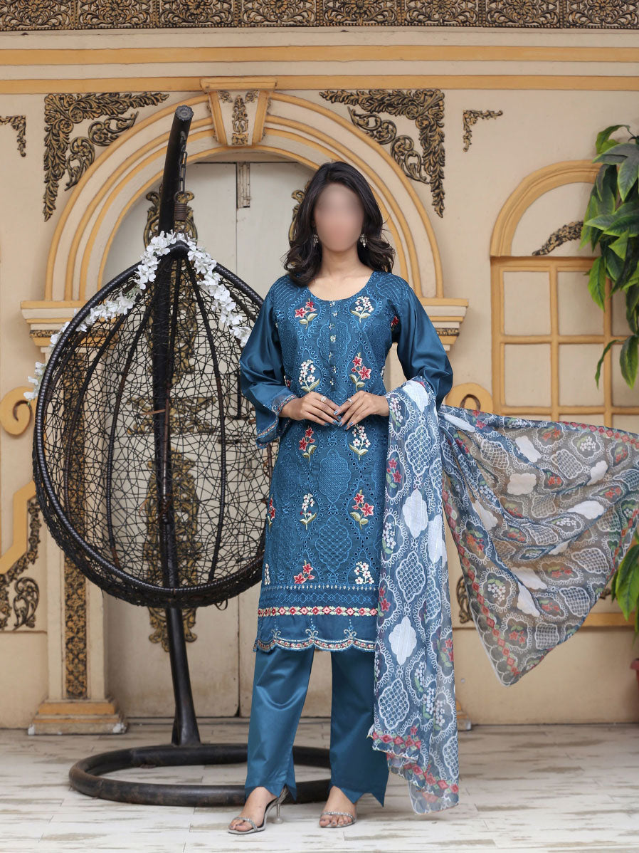 3 Piece stitched  Signature Minakari Lawn Suit - SM-108