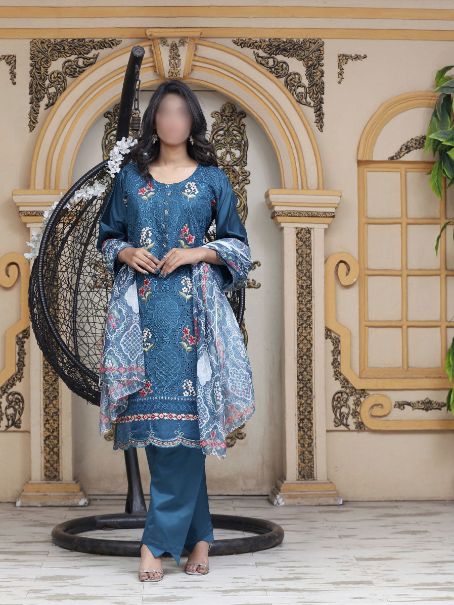 3 Piece stitched  Signature Minakari Lawn Suit - SM-108