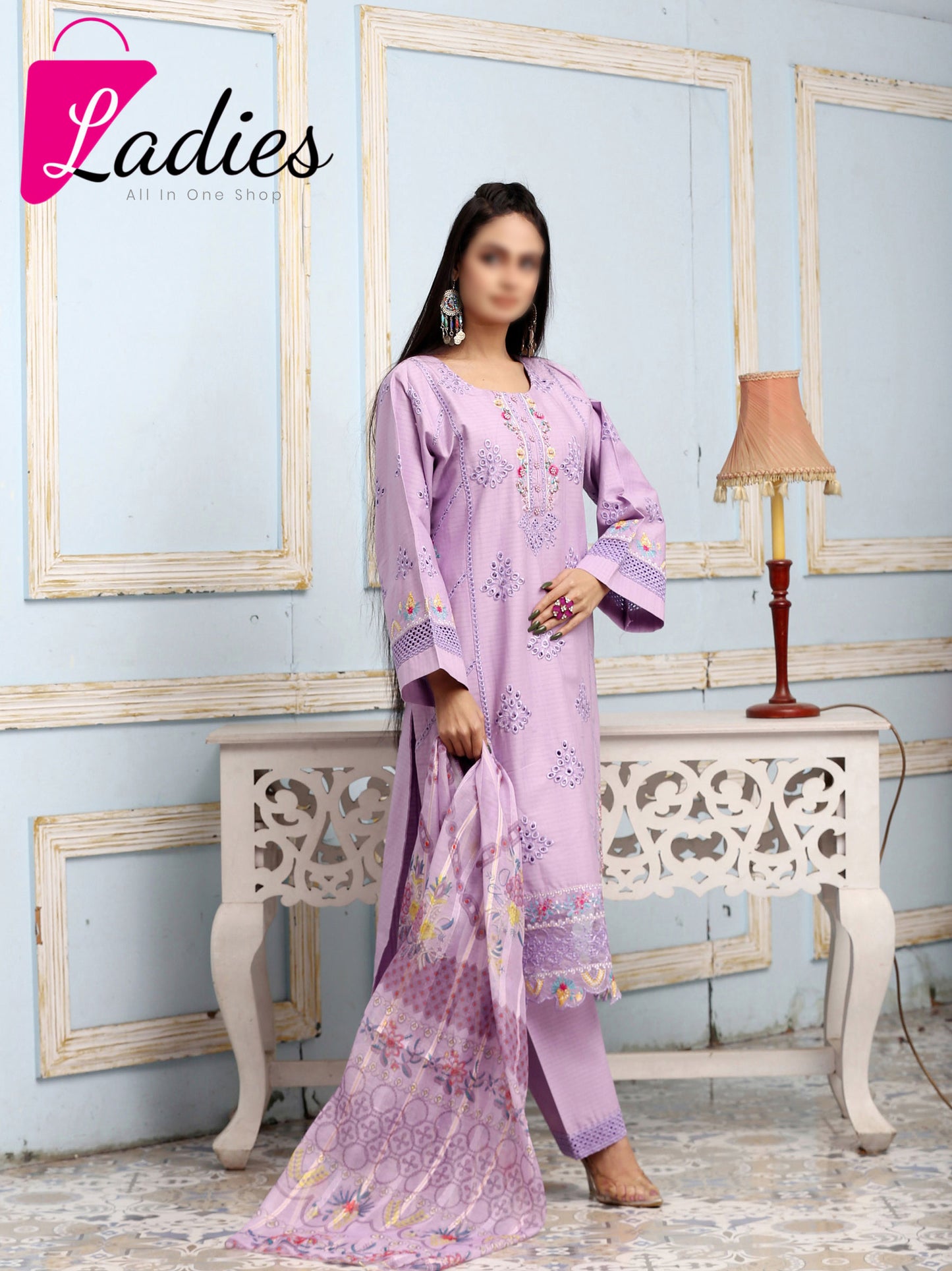 3 Piece stitched - Dastan Slub Lawn Embroidered Suit - SE-81